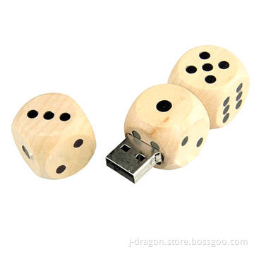 Wooden Dice Shape USB Flash Drive Disk